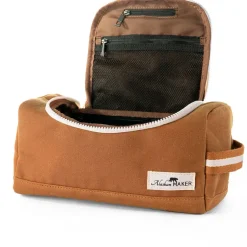 Fabrique de Styles Pochettes Et Housses>Trousse de toilette en tissu recycleée - Kenai Moutarde