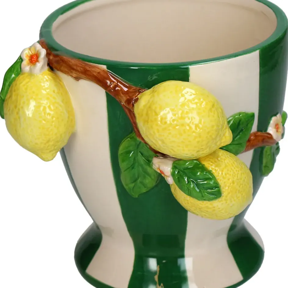 Fabrique de Styles Vases Et Soliflores>Vase citron en dolomie e 14x15.5x14.7cm Vert