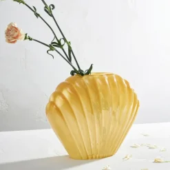 Fabrique de Styles Vases Et Soliflores>Vase coquillage en verre h22cm - Leucie Ocre