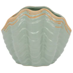 Fabrique de Styles Vases Et Soliflores>Vase coquillage h15cm en grès Vert d'eau