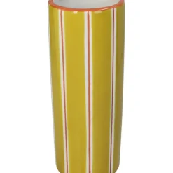 Fabrique de Styles Vases Et Soliflores>Vase en grès à rayures jaune 9x9x23cm Multicolore