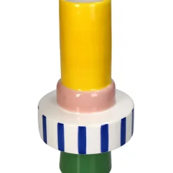 Fabrique de Styles Vases Et Soliflores>Vase en grès vert et jaune h26cm Multicolore