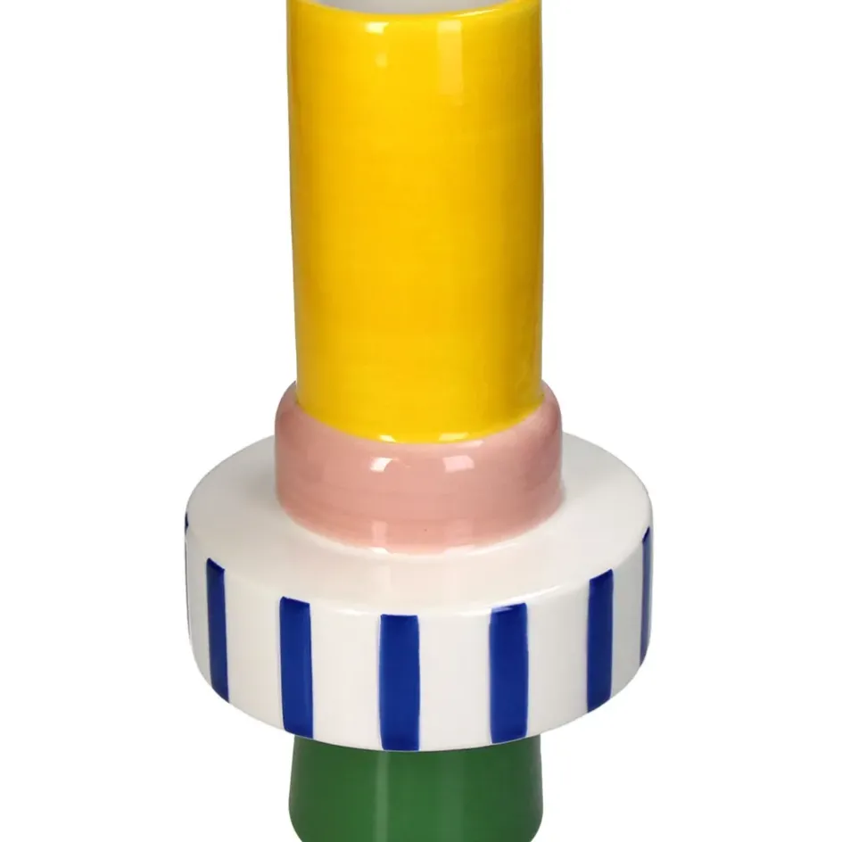 Fabrique de Styles Vases Et Soliflores>Vase en grès vert et jaune h26cm Multicolore