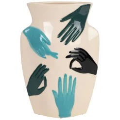 Fabrique de Styles Vases Et Soliflores>Vase en porcelaine avec mains h31cm - Visage-Arty Bleu