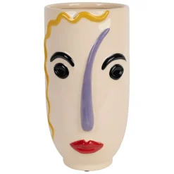 Fabrique de Styles Vases Et Soliflores>Vase en porcelaine h30cm - Visage Arty Multicolore
