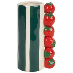 Fabrique de Styles Vases Et Soliflores>Vase en porcelaine émeraude et rouge fraise h18.5cm - Mocoa Emeraude