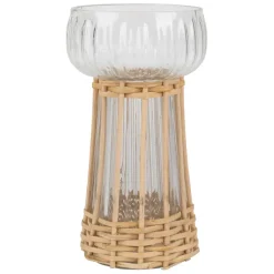 Fabrique de Styles Vases Et Soliflores>Vase en verre et bambou h15cm - Vanier Naturel