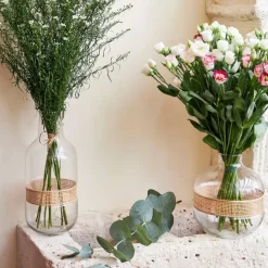 Fabrique de Styles Vases Et Soliflores>Vase en verre et rotin h35cm - Fantine Naturel