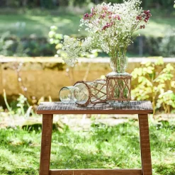 Fabrique de Styles Vases Et Soliflores>Vase en verre et rotin h26cm - Fantine Naturel Foncé