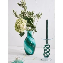 Fabrique de Styles Vases Et Soliflores>Vase en verre émeraude et doré h32cm - Sablon Emeraude, Doré