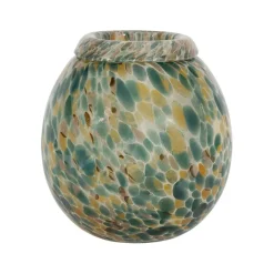 Fabrique de Styles Vases Et Soliflores>Vase en verre émeraude et doré h23cm - Menorca Emeraude, Doré