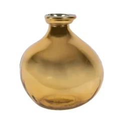Fabrique de Styles Vases Et Soliflores>Vase en verre recyclé sablé d16cm - Gali Doré