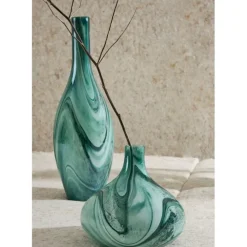 Fabrique de Styles Vases Et Soliflores>Vase en verre vert et blanc h22cm - Silicio Vert, Blanc