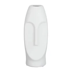 Fabrique de Styles Vases Et Soliflores>Vase Face 10X9.5Xh24Cm Gres Blanc