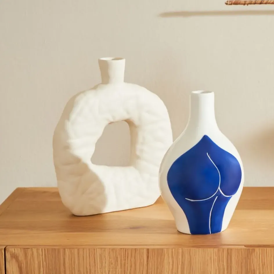 Fabrique de Styles Vases Et Soliflores>Vase organique en grès h25cm - Greeka Beige