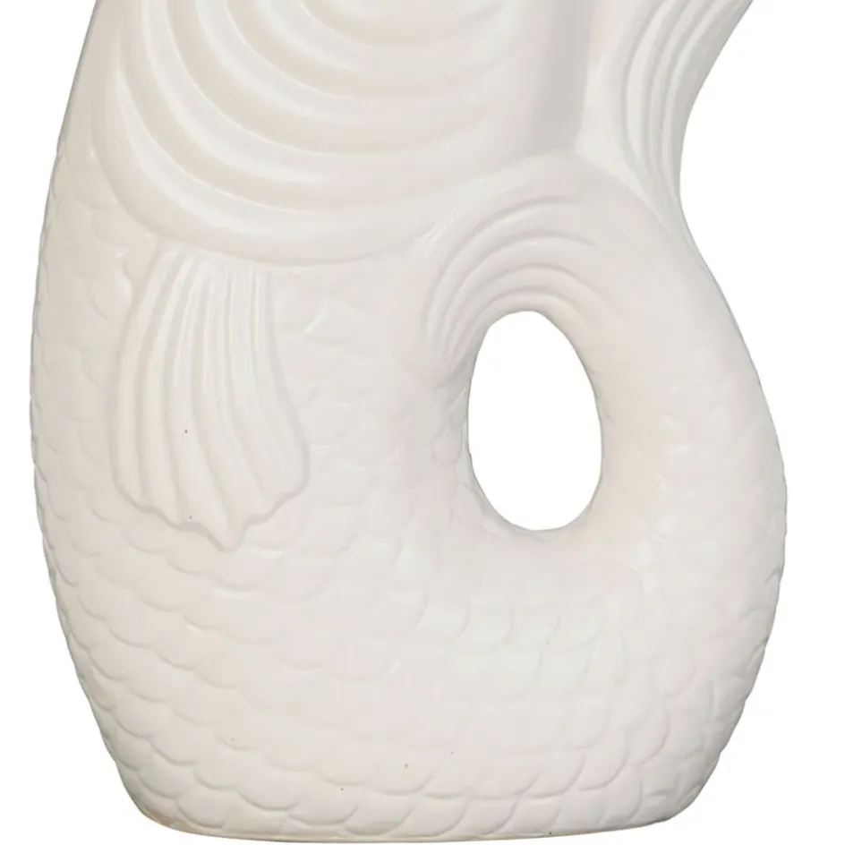 Fabrique de Styles Vases Et Soliflores>Vase Poisson en gres h39cm Blanc