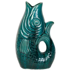 Fabrique de Styles Vases Et Soliflores>Vase Poisson en gres vert h39cm Emeraude