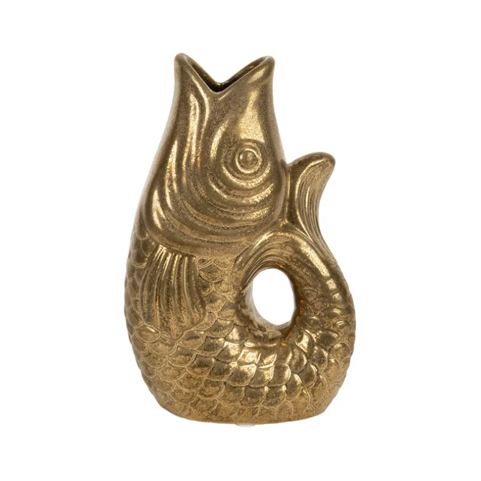 Fabrique de Styles Vases Et Soliflores>Vase poisson en grès h19.5 cm - Mer Doré