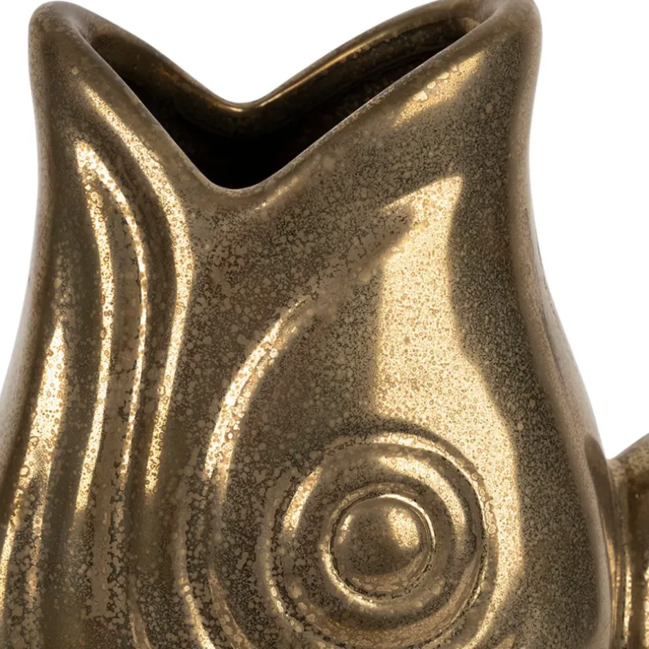 Fabrique de Styles Vases Et Soliflores>Vase poisson en grès h30.5 cm - Mer Doré