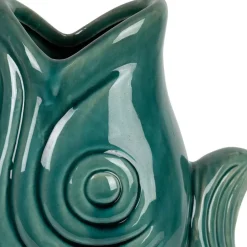 Fabrique de Styles Vases Et Soliflores>Vase poisson en grès émeraude h30.5cm - mer Emeraude