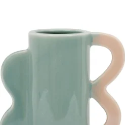 Fabrique de Styles Vases Et Soliflores>Vase vert et corail en grès - funny Vert, corail