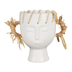 Fabrique de Styles Vases Et Soliflores>Vase visage en dolomite écru h17cm - Visage-Arty Ecru