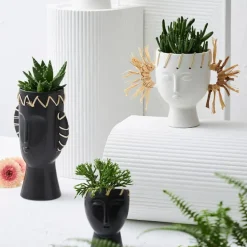 Fabrique de Styles Vases Et Soliflores>Vase visage en dolomite écru h17cm - Visage-Arty Ecru