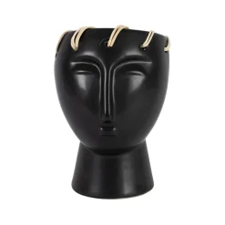 Fabrique de Styles Vases Et Soliflores>Vase visage en dolomite h14cm - Visage-Arty Noir