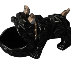 Fabrique de Styles Petits Objets Déco>Vide poche bulldog noir h16.5cm Noir, Doré