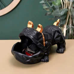 Fabrique de Styles Petits Objets Déco>Vide poche bulldog noir h16.5cm Noir, Doré