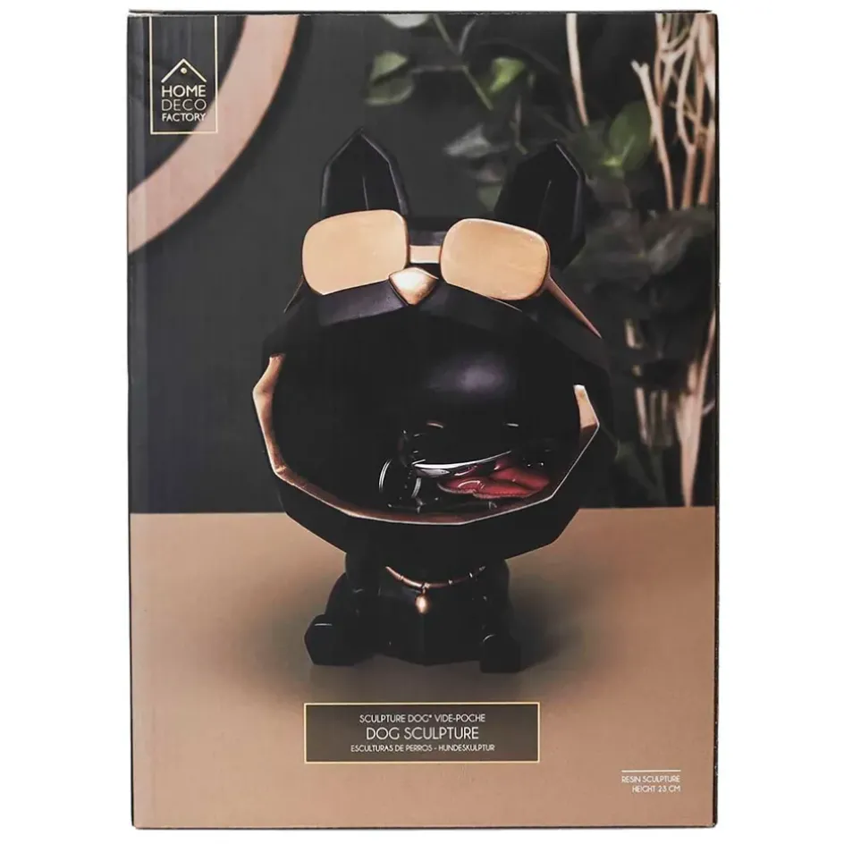 Fabrique de Styles Petits Objets Déco>Vide poche chien a lunettes noir Noir, Doré