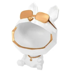 Fabrique de Styles Petits Objets Déco>Vide poche chien lunettes blanc Blanc, Doré