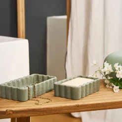 Fabrique de Styles Petits Objets Déco>Vide poche en grès moucheté 18x10cm - Aurore Sauge