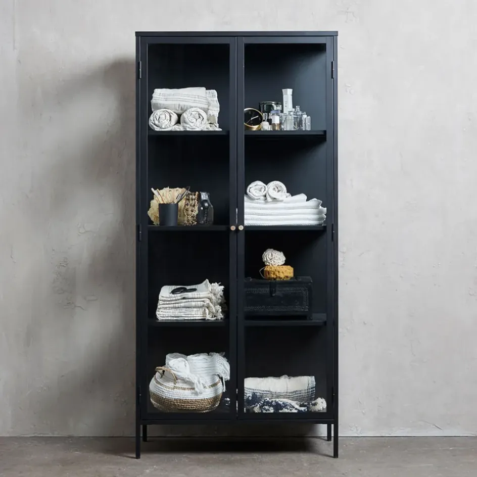 Fabrique de Styles Buffets Et Vitrines>Vitrine en métal 4 étagères h190cm - carmel Noir