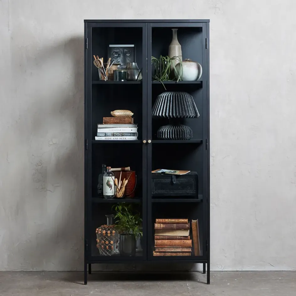 Fabrique de Styles Buffets Et Vitrines>Vitrine en métal 4 étagères h190cm - carmel Noir