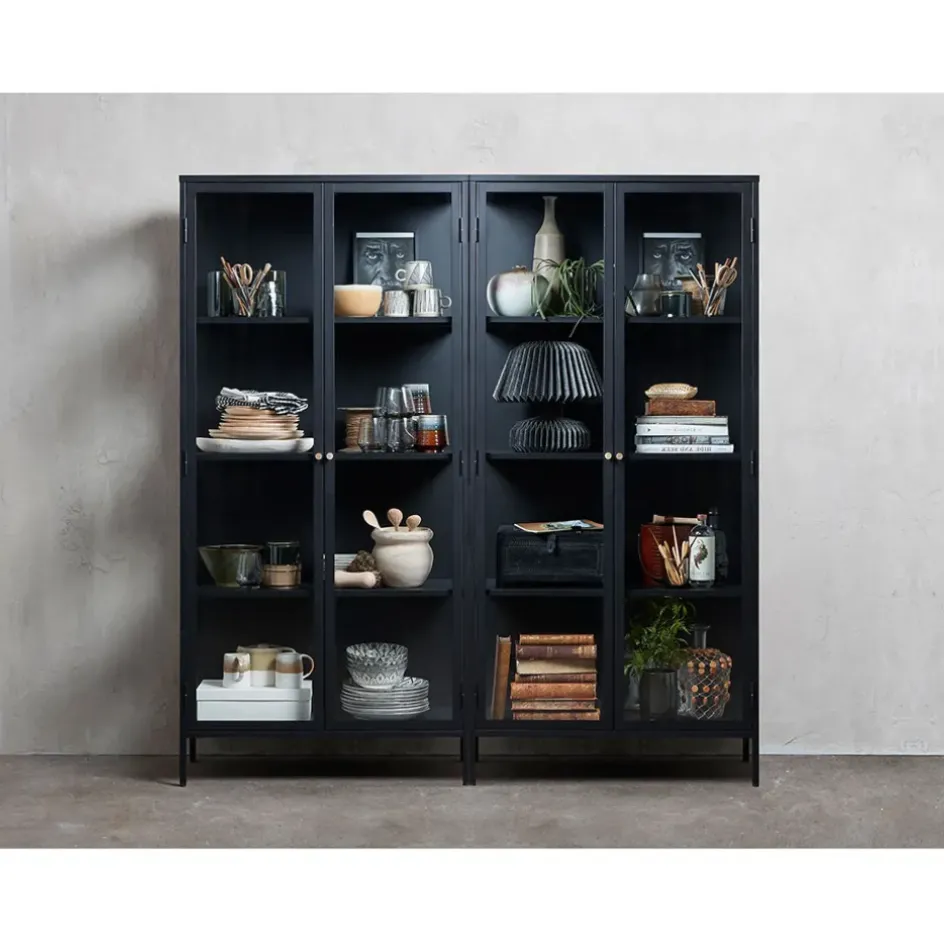 Fabrique de Styles Buffets Et Vitrines>Vitrine en métal 4 étagères h190cm - carmel Noir