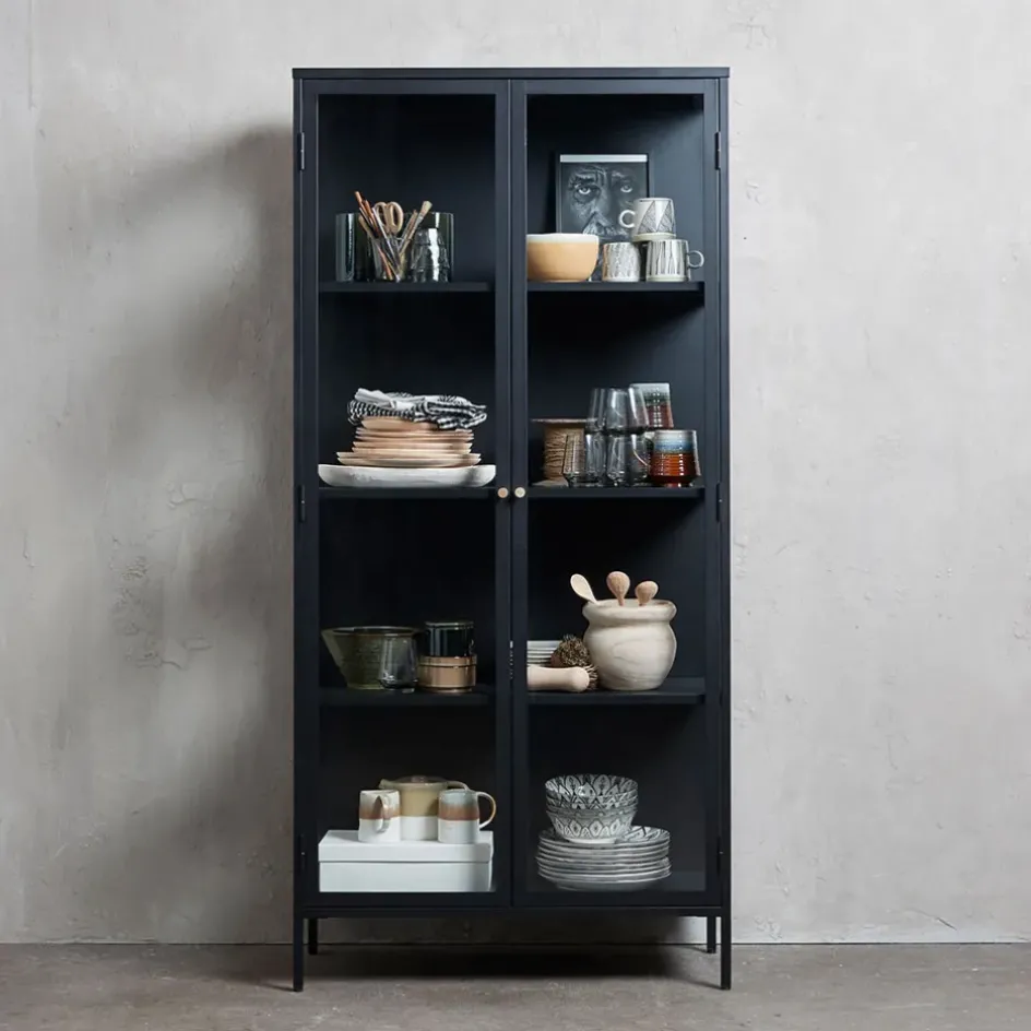 Fabrique de Styles Buffets Et Vitrines>Vitrine en métal 4 étagères h190cm - carmel Noir